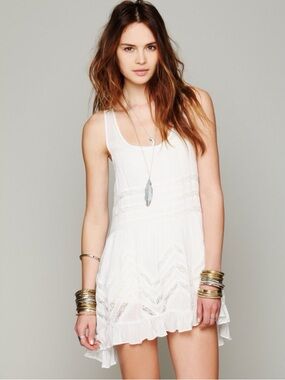 Free People Viole and lace trapeze tunic XS in white.